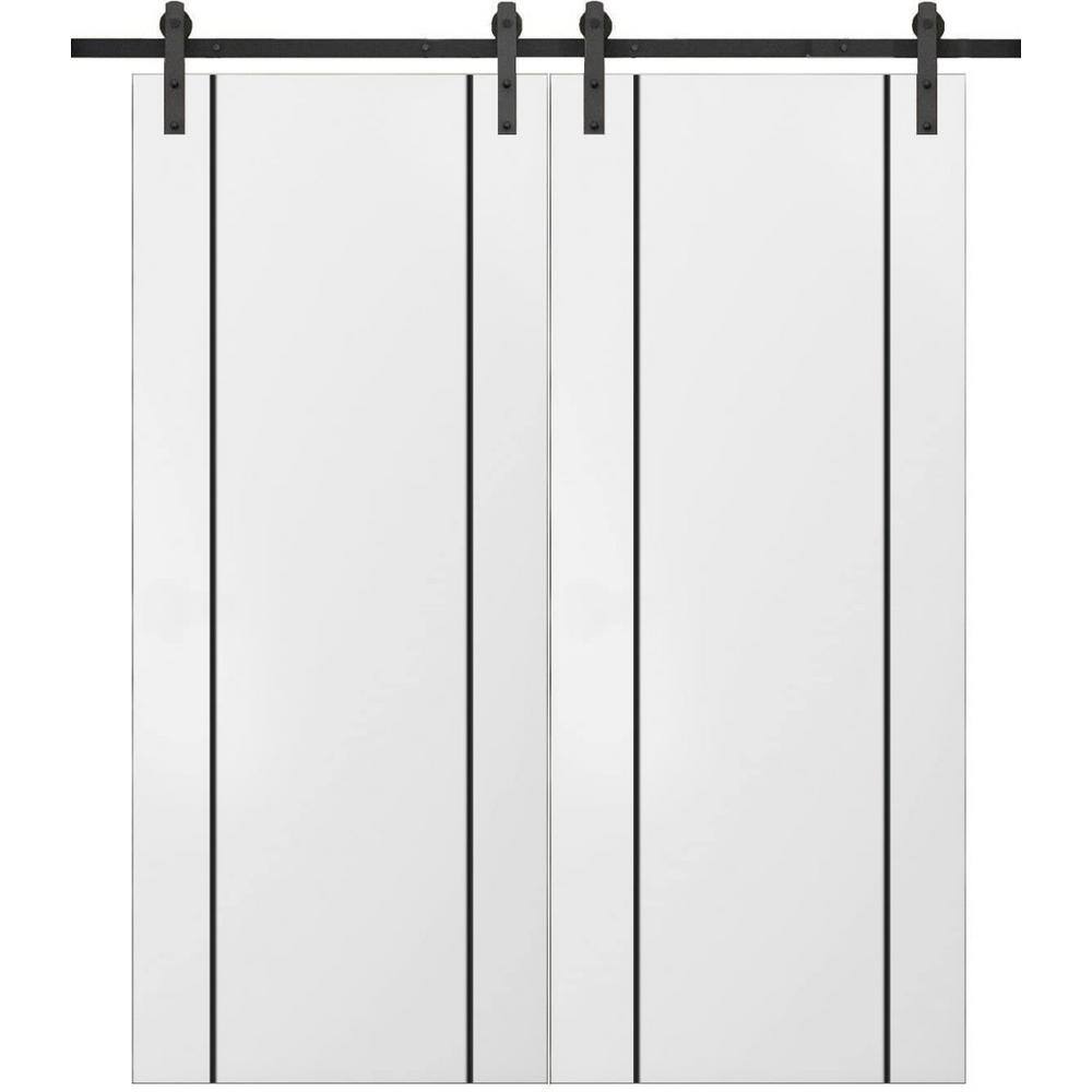 Assemble Required 24 in. x 80 in. 2-Panel White Solid Wood with Honeycomb Sliding Barn Door with Hardware Kit price history on PriceWatchPro