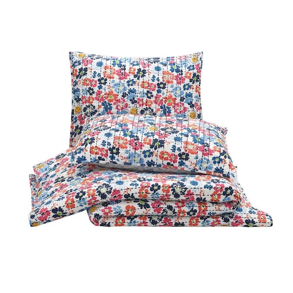 MODERN HEIRLOOM Blossom 3-Piece Multi-Colored Floral Cotton King Quilt Set
