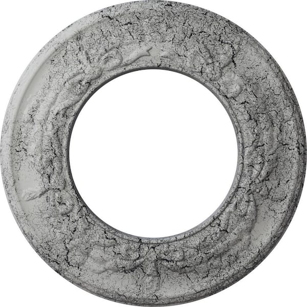 Ekena Millwork 7/8 in. x 13-1/4 in. x 13-1/4 in. Polyurethane Salem Ceiling Medallion, Ultra Pure White Crackle