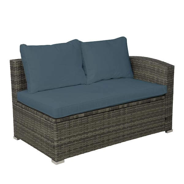 Unbranded Wicker Outdoor Sectional Set with Gray Cushions (Set of 4)