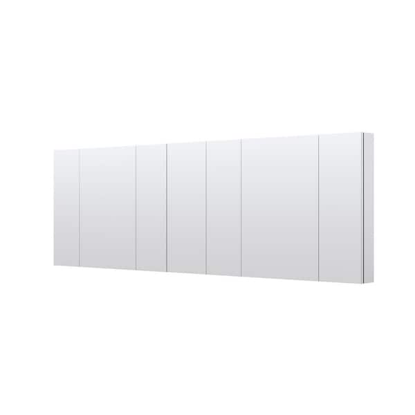 JSA 92 in. W x 30 in. H Rectangular Recessed/Surface Combo Aluminum Medicine Cabinet with Mirror, Reversible Door