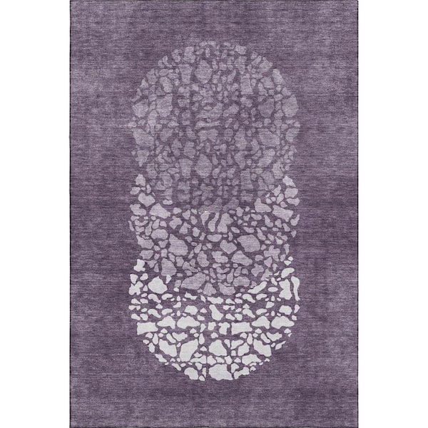 Mayfield Premium Machine Washable Indoor/Outdoor Geometric AMF643 Eggplant 2 ft. 6 in. x 3 ft. 10 in. Area Rug
