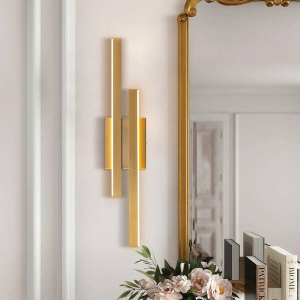 RRTYO Kneeland 23.6 in. 2-Light Gold Modern Strip Dimmable