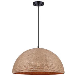 Aubrie 3-Light Matte Black Pendant Light with Rope Shade