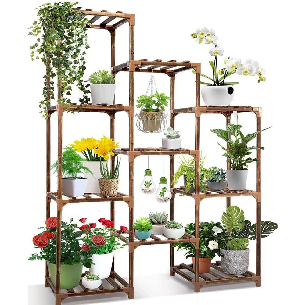 Wooden Double Layer Rack Desk Storage Organizer, Foldable 2-Tier Ladder  Shelves, Durable Shelf Flower Pot Seasoning Racks, Sundries Shelf, Home  Decor