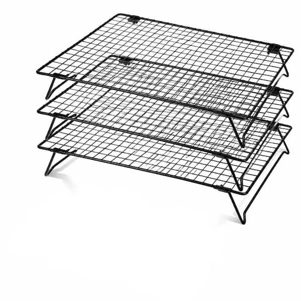 4-Tier Stackable Carbon Steel Cooling Rack Set 13.4 x 9.4 in. Nonstick Foldable Baking Cookie Pizza Cake