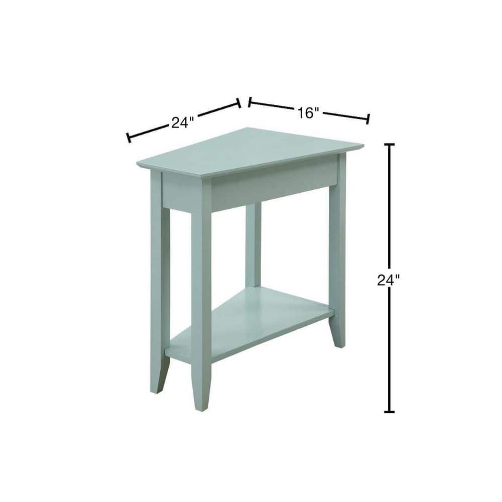Triangular Birch Wood Wedge End Table in Sea Foam Blue