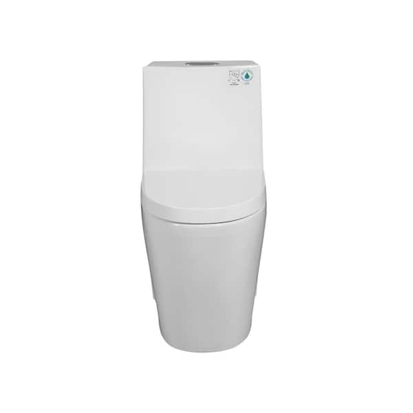 UPIKER Lifelive 1-Piece 1.1/1.6 GPF Dual Flush Elongated Toilet in Glossy White