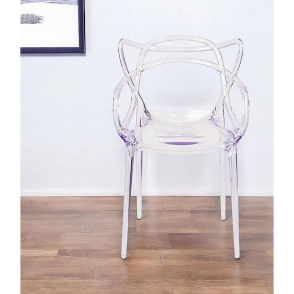 HomeRoots Clear Acrylic Open Back Arm Chair
