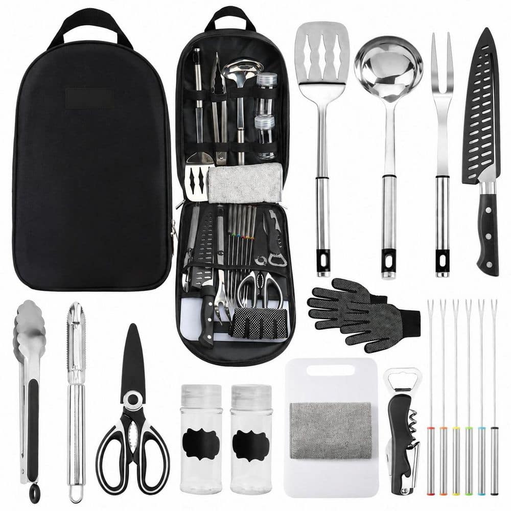 14-Piece Camping Cooking Utensils Set Portable Storage Bag with Knife, Fork, Spoon, Cutting Board, Chef s Knife price history on PriceWatchPro