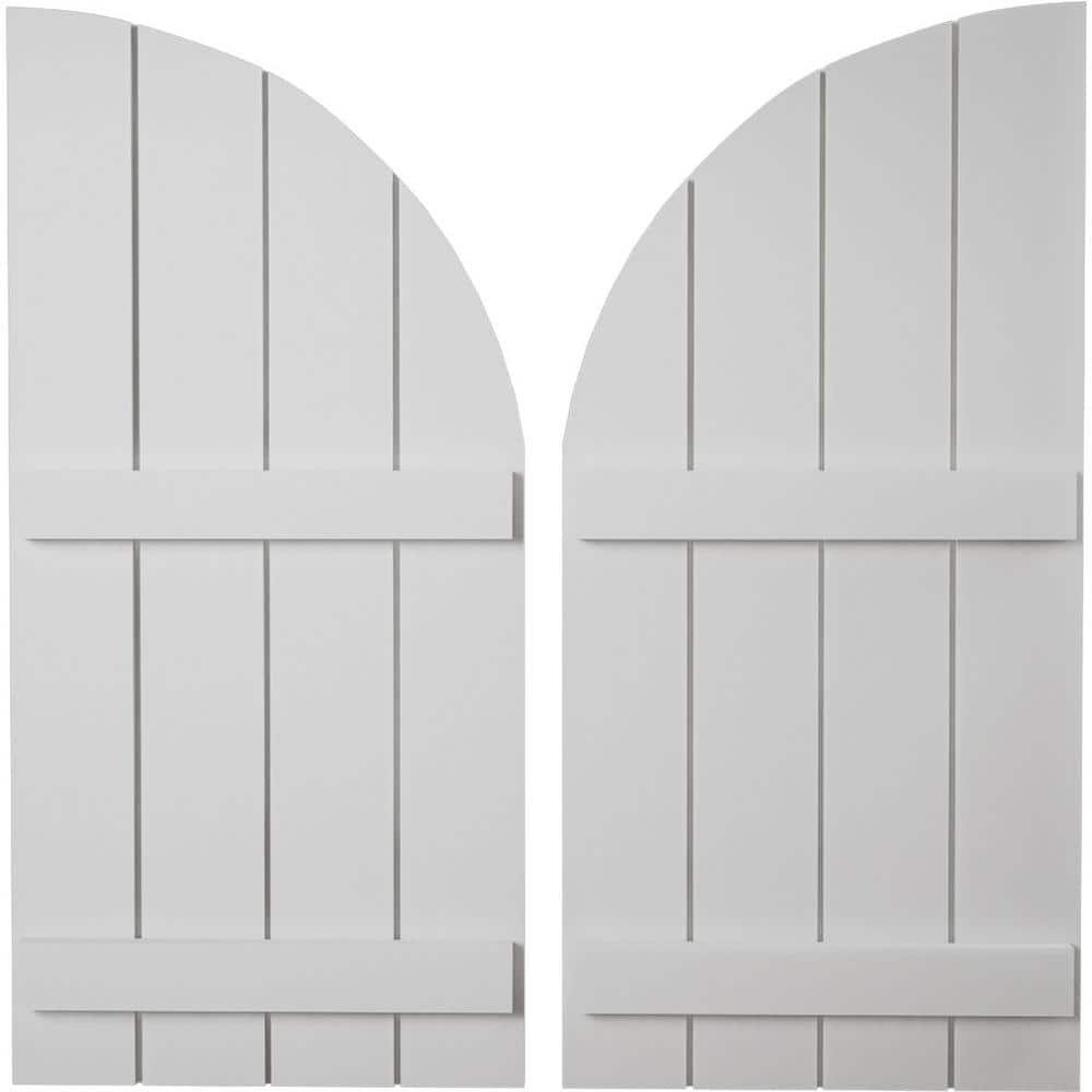 22 in. x 56 in. Polyurethane Smooth 4-Board Joined Board and Round Arch Top Shutters, Primed Tan price history on PriceWatchPro