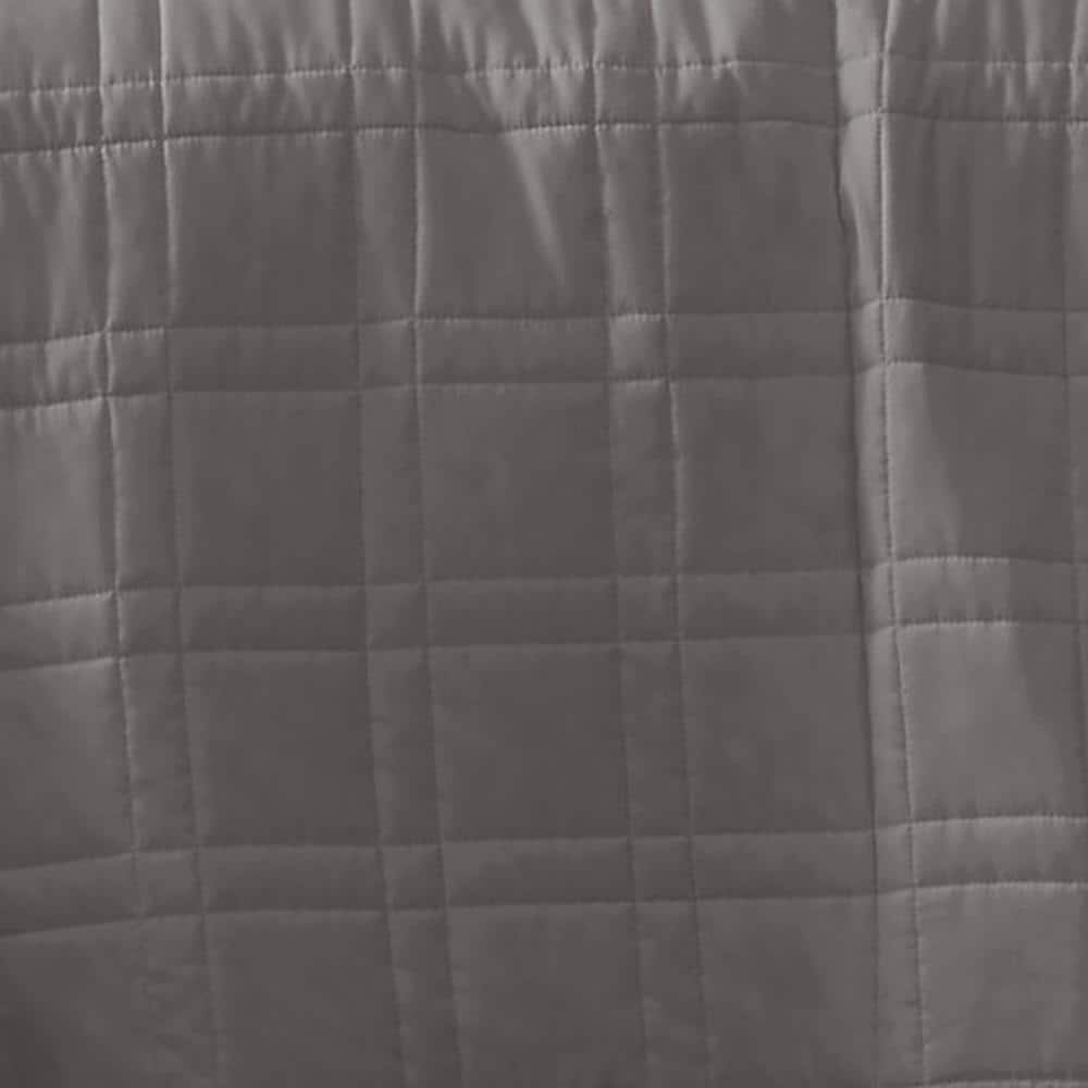 Gray Full Microfiber Reversible Quilt Set