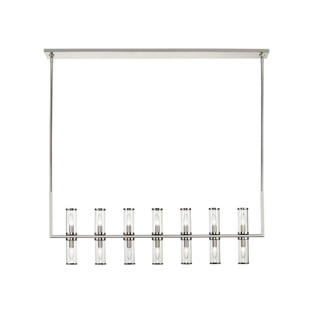 Revolve Elegance 14-Light Polished Nickel Island Pendant with Clear Glass
