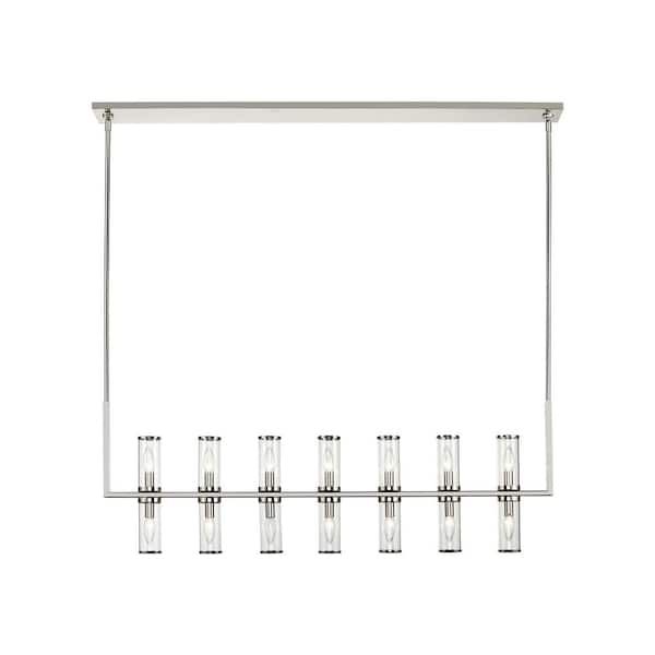 ALORA Revolve 47 in. 14 Light 60-Watt Clear Glass/Polished Nickel Pendant Light