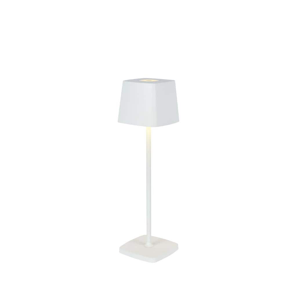 14 .5 in. Painted White Finish Rechargeable Waterproof Table Lamp for Indoo