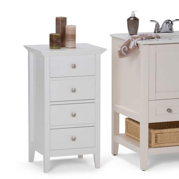 Acadian 18.1 W x 32.1 in. H 4-Drawer Floor Storage Bath Cabinet in Pure White Acadian 18.1 W x 32.1 in. H 4-Drawer Floor Storage Bath Cabinet in Pure White