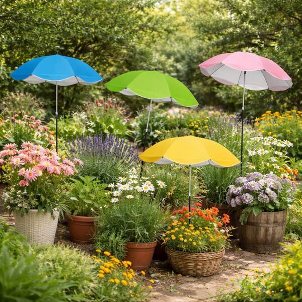 43.3in. 3 ft. Market Tilt Half Patio Umbrella in Multi-Color Plant Shade Umbrella for Outdoor Garden Potted Plants 4Pack