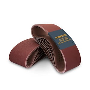 3 in. x 21 in. 60/80/120/180/240/400-Grit Sanding Belt Assortment, Premium Sandpaper for Portable Belt Sander (18-Pack)
