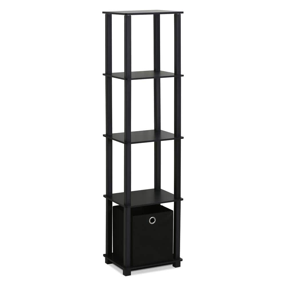 Furinno Turn-N-Tube No Tools 5-Tier Display Decorative Shelf with Bin  Black