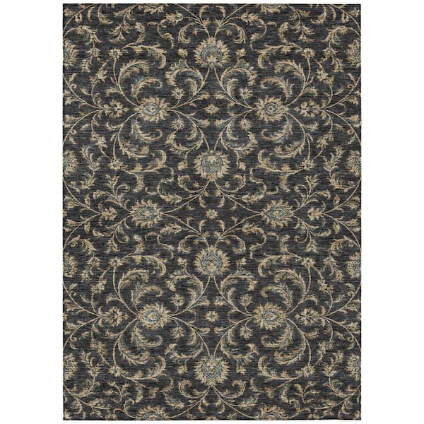 Chantille Machine Washable Indoor/Outdoor Abstract ACN3078 Black 5 ft. x 7 ft. 6 in. Area Rug