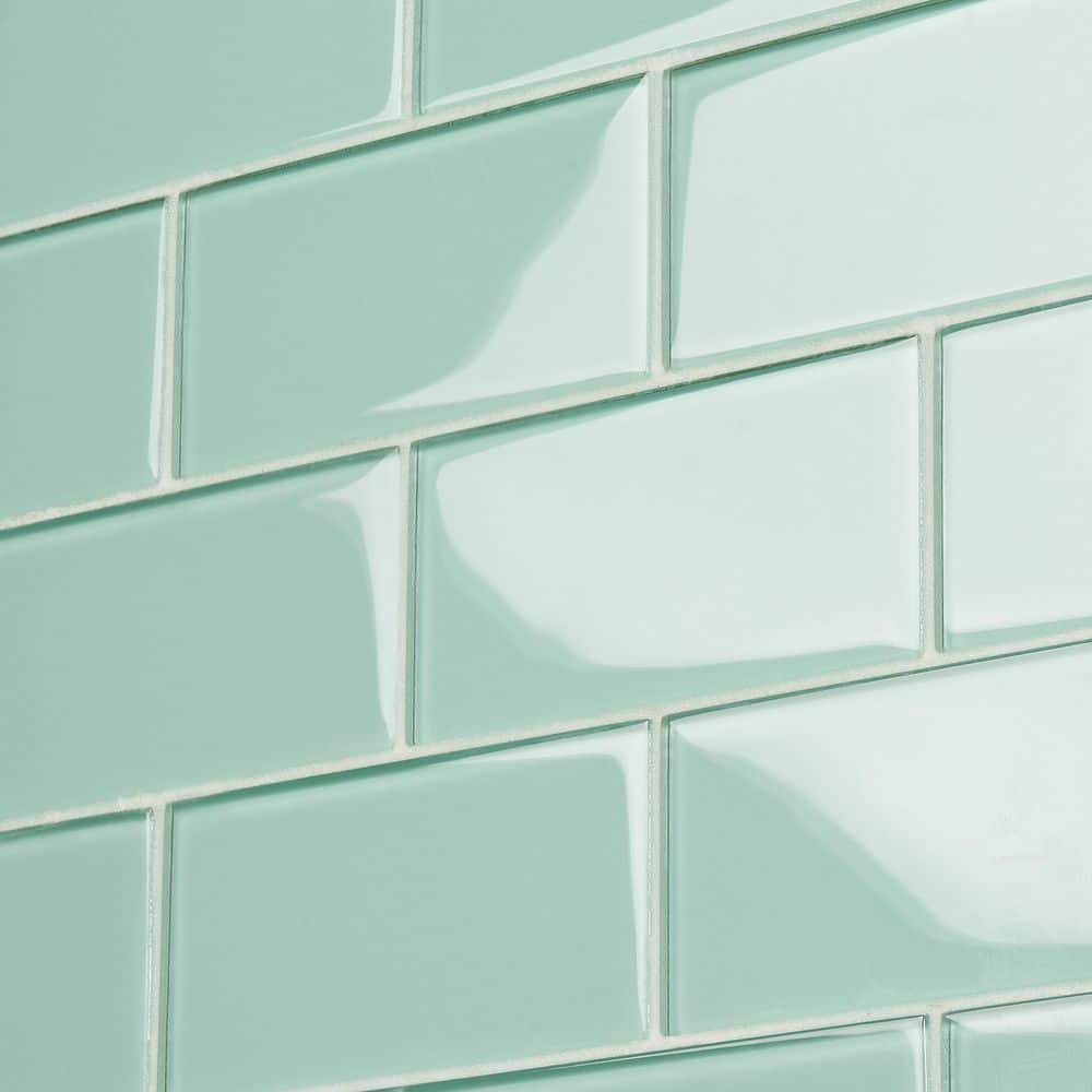 Spa Green 3'' x 6'' Glass Subway Wall Tile