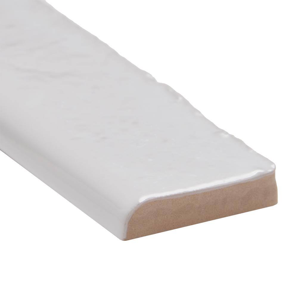 Virtuo Snow White Glossy Ceramic Bullnose Tile Trim