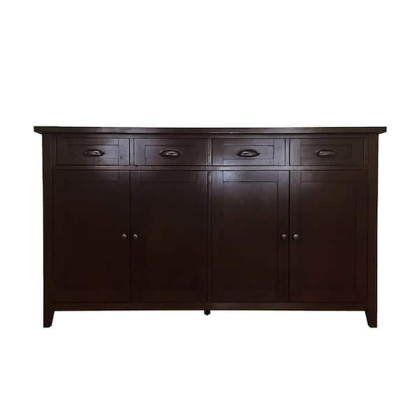 Donnieann Brookdale Dark Walnut Buffet Sideboard With 4 Drawers And 4 Doors 809215 The Home Depot