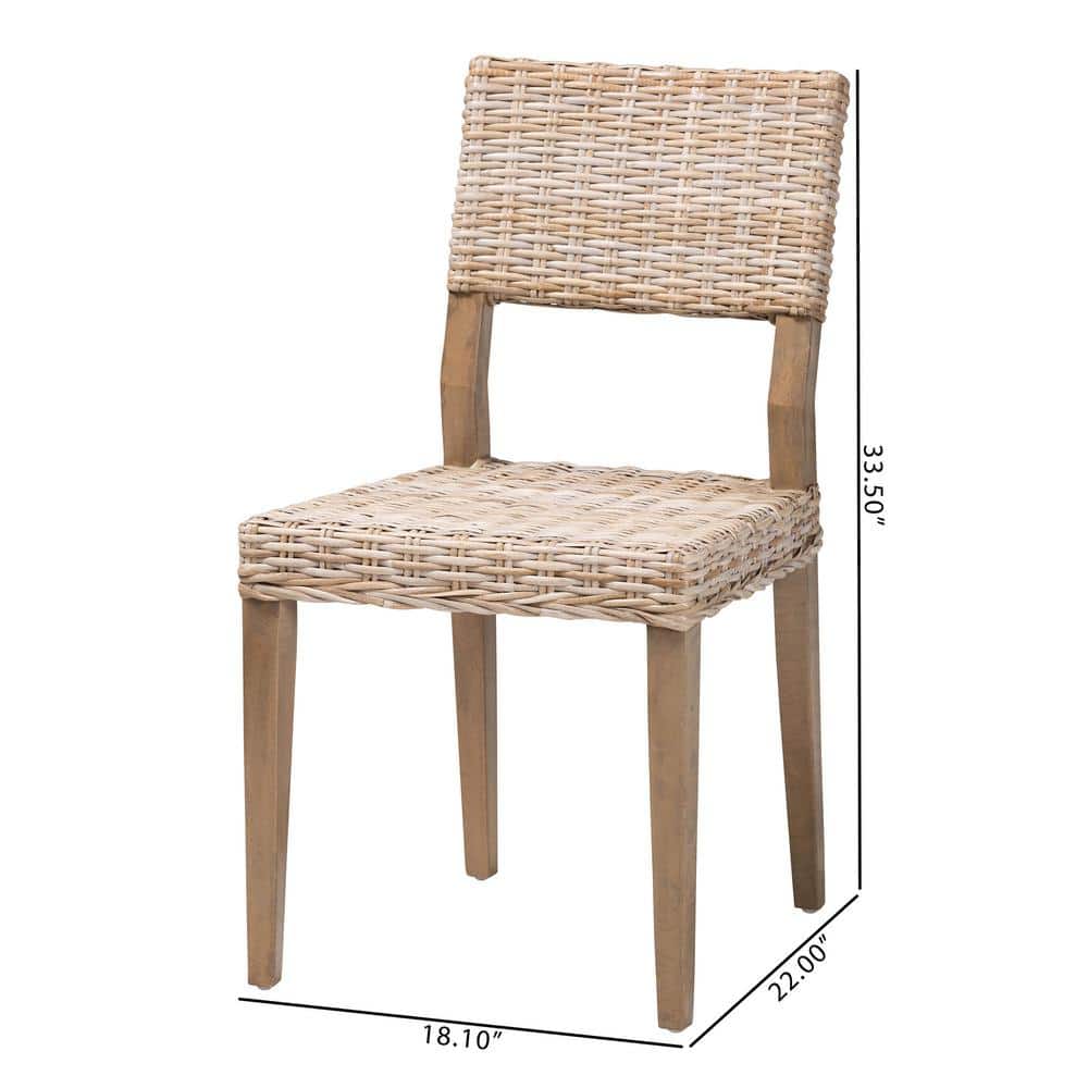 Gray Rattan and Mahogany Wood Dining Chair