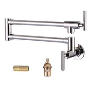 Folding Wall Mounted Pot Filler Faucet in Polished Nickel