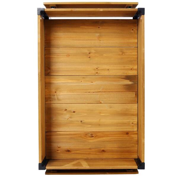 Unbranded - 53 in. x 24 in. x 30 in. Brown Wood Raised Garden Bed, Elevated Planter Box with Folding Storage Shelf for Herbs Flowers