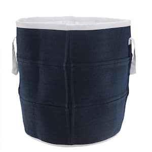 Valerie Coastal Navy Blue / White Solid Polyester Indoor Outdoor Decorative Storage Basket