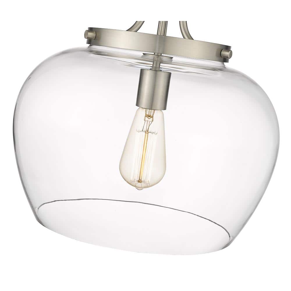 Joliet 13" Brushed Nickel Semi-Flush Mount with Bordeaux Glass Shade