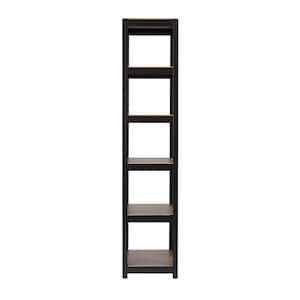 Kepsuul 16 in. W x 16 in. D x 77 in. H Black Five Shelf Customizable Modular Wood Shelving and Storage