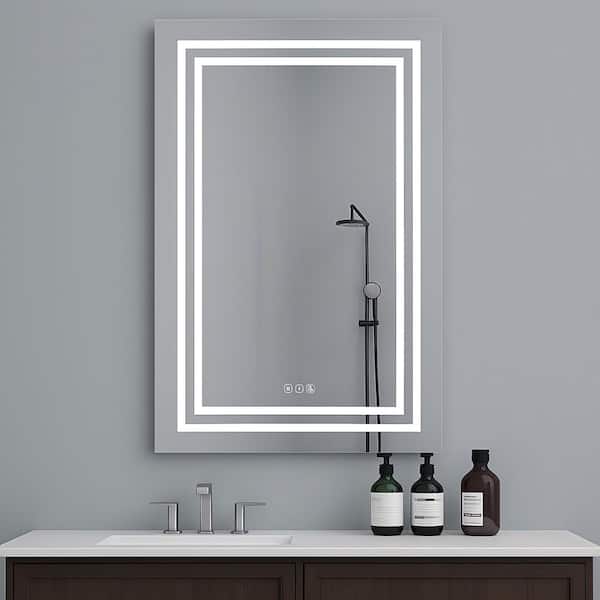 40 in. W x 24 in. H Rectangular Frameless Defog Dimmable Wall Mounted Bathroom Vanity Mirror in Silver, UL-Listed