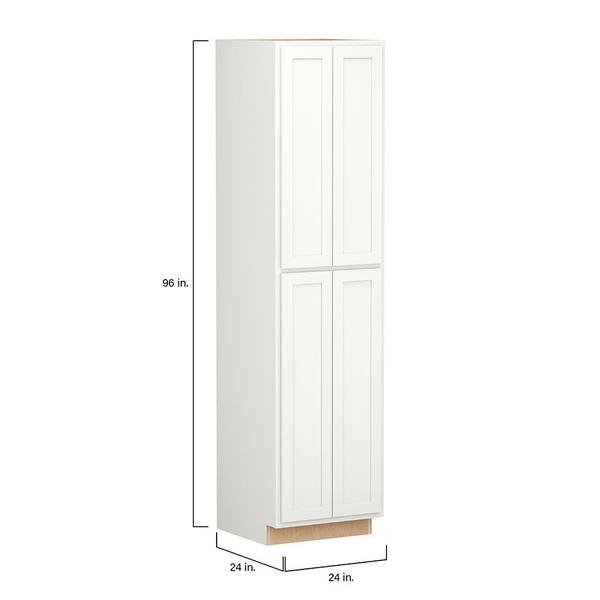 SIMPLY WOODMARK PRO Shaker Partial Overlay 24 in. W x 24 in. D x 96 in. H Plywood Assembled Utility Kitchen Cabinet in Linen White