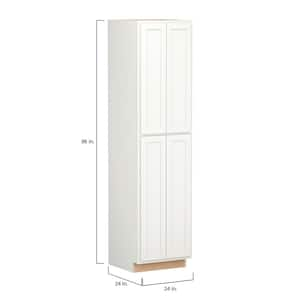 Shaker Partial Overlay 24 in. W x 24 in. D x 96 in. H Plywood Assembled Utility Kitchen Cabinet in Linen White