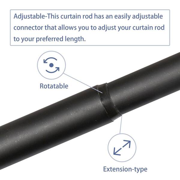 Logmey 88 in. to 132 in. Adjustable 1 in. Telescoping Rod Basics Single  Curtain Rod in Metal Steel Black with End Cap Finials LM-L2522-08B72 - The  Home Depot