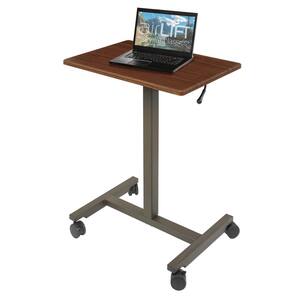 airLIFT 24.4 in. Rectangular Walnut Gas-Spring Sit-Stand Mobile Laptop Computer Cart Desk with Adjustable Height
