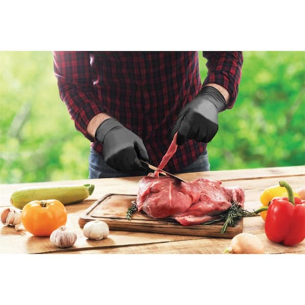 Grease Monkey One Size Fits All Black Nitrile Disposable Grilling Gloves  (50-Count) 25585-16 - The Home Depot