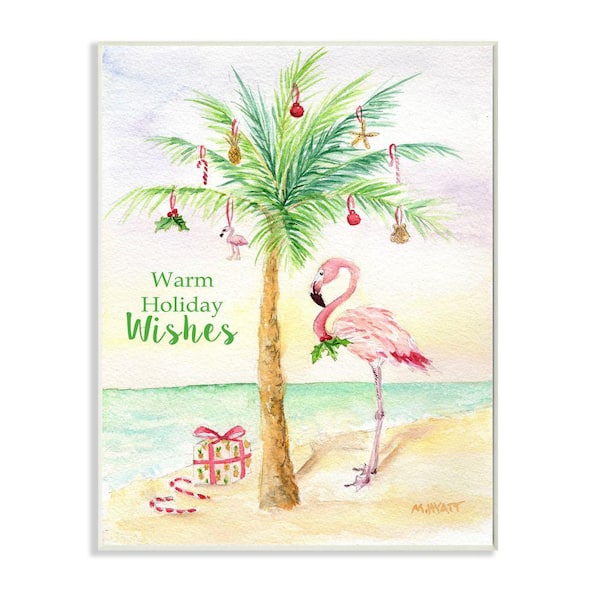Stupell Industries Tropical Flamingo Christmas Nautical Palm Tree By Melissa Hyatt LLC Unframed Print Abstract Wall Art 10 in. x 15 in.