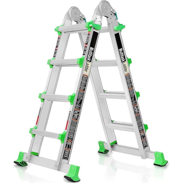 Telescoping Ladder 20 FT Aluminum Folding Extension Ladder with Hooks for Home Work EN131 Certified 330lbs Capacity