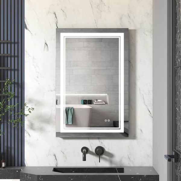 FORCLOVER 24 in. W x 36 in. H Medium Rectangular Frameless Anti-Fog LED Horizontal or Vertical Wall-Mounted Bathroom Vanity Mirror