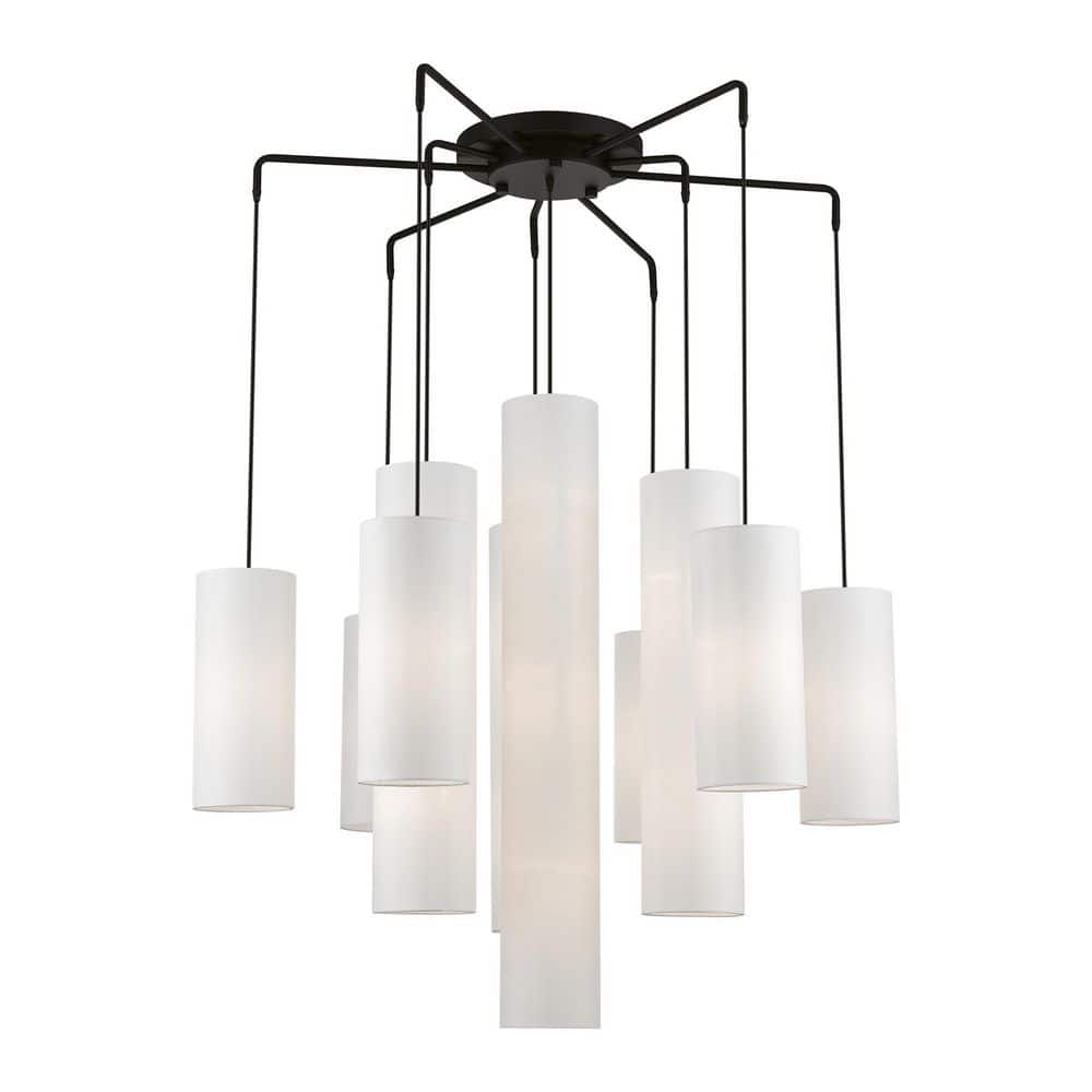 Crossbrooke 15-Light Black Extra Large Foyer Chandelier with Off-White Fabric Shades price history on PriceWatchPro