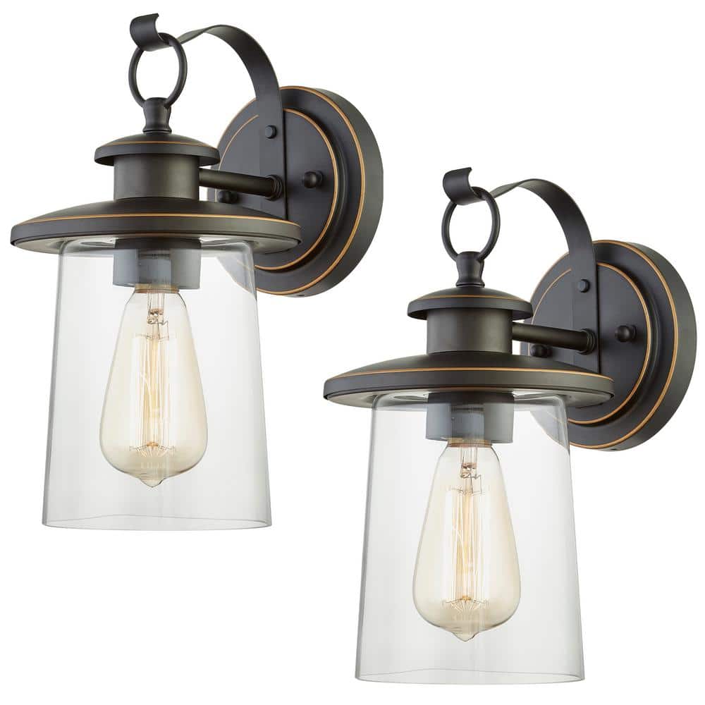 1-Light Oil Rubbed Bronze Not Solar Outdoor Wall Lantern Sconce (2-Pack) price history on PriceWatchPro