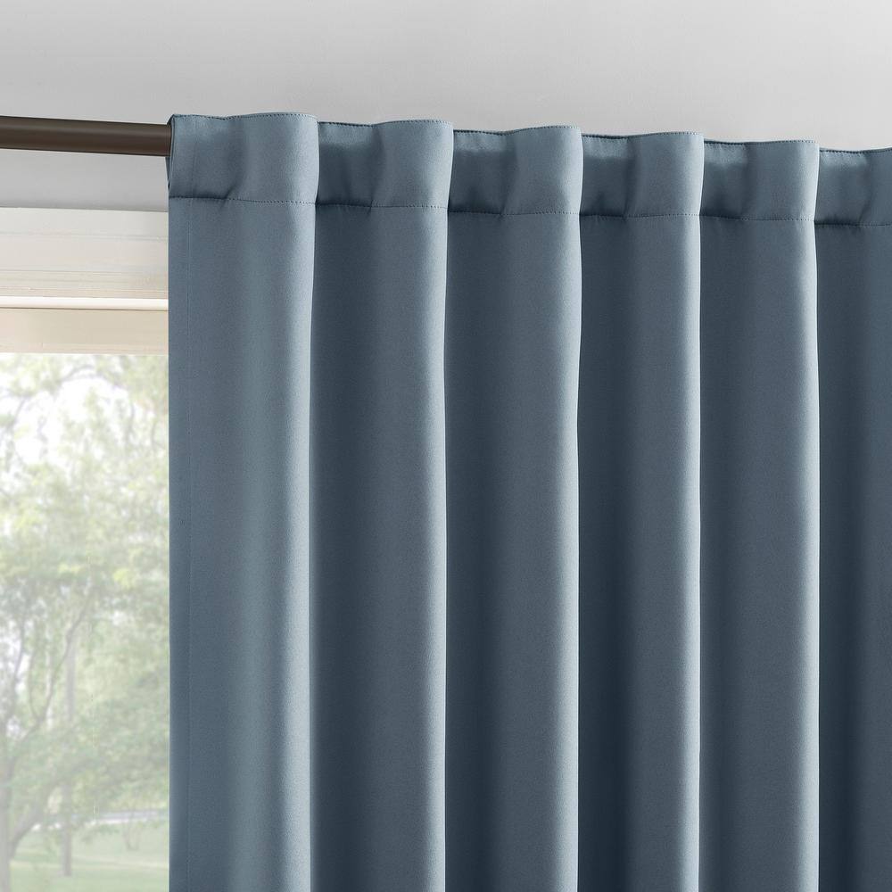 Denim Blue 84" Blackout Polyester Curtain Panel Pair
