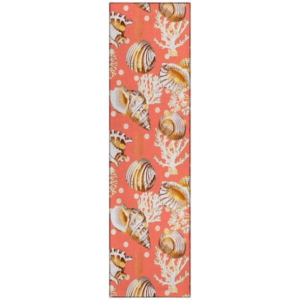 Addison Rugs Surfside Orange 2 ft. 3 in. x 7 ft. 6 in. Geometric Indoor/Outdoor Area Rug