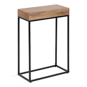 Karlsen 16 in. W. Natural and Black Rectangle Transitional Wood and Metal End Table