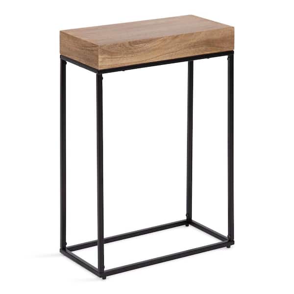 Kate and Laurel Karlsen 16 in. W. Natural and Black Rectangle Transitional Wood and Metal End Table