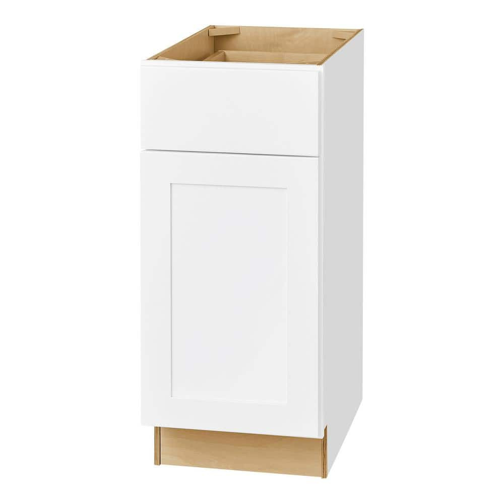 Hampton Bay Avondale Shaker Alpine White Quick Assemble Plywood 15 in Base Kitchen Cabinet (15 in W x 24 in D x 34.5 in H)