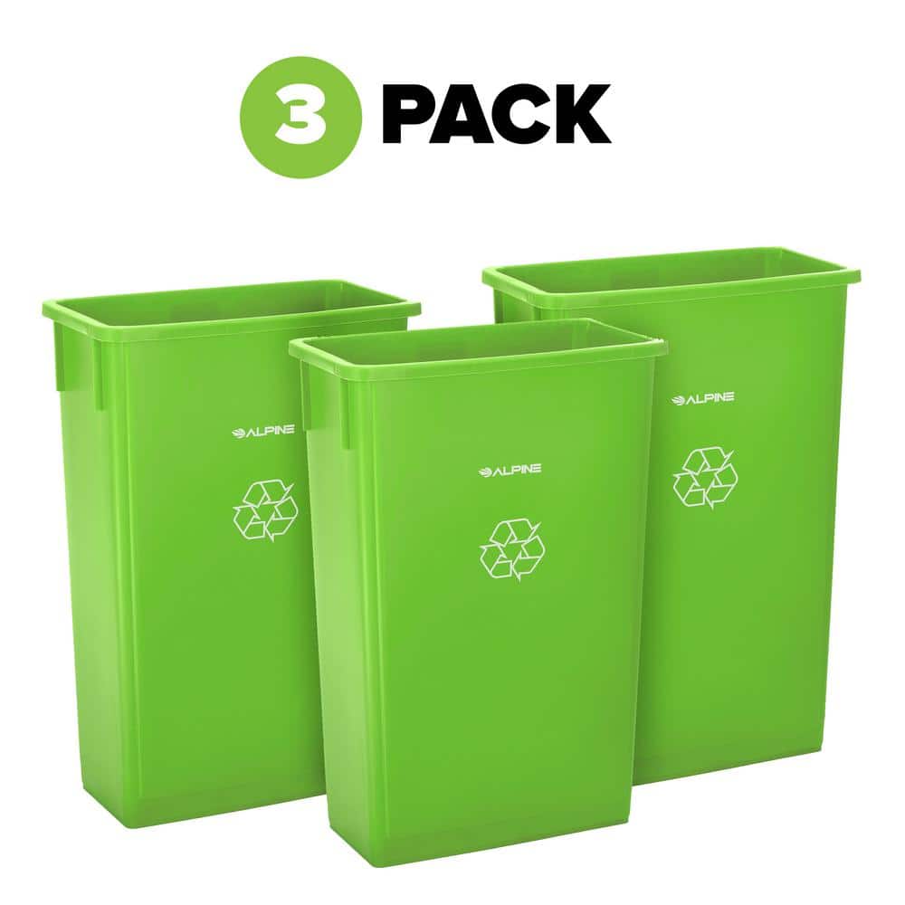 23 Gal. Lime Green Slim Waste Basket Vented Commercial Trash Can (3-Pack)